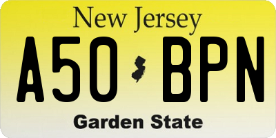NJ license plate A50BPN