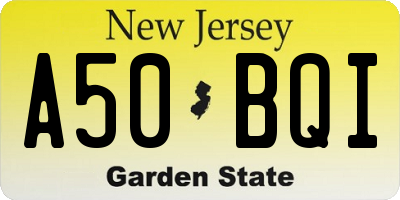 NJ license plate A50BQI