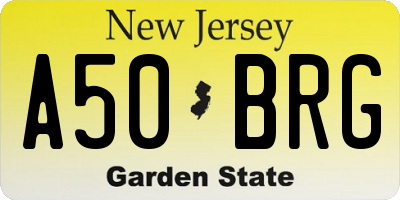 NJ license plate A50BRG