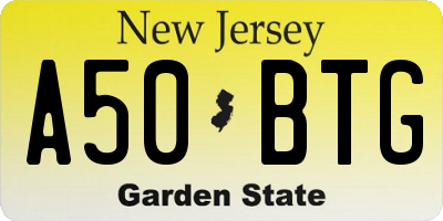 NJ license plate A50BTG