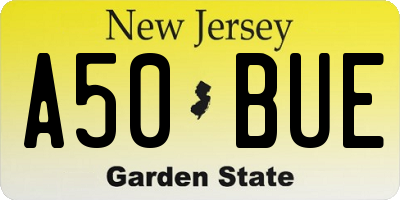 NJ license plate A50BUE
