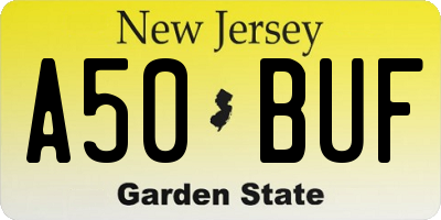 NJ license plate A50BUF