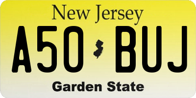 NJ license plate A50BUJ
