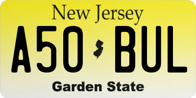 NJ license plate A50BUL