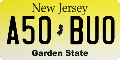 NJ license plate A50BUO