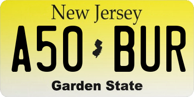 NJ license plate A50BUR
