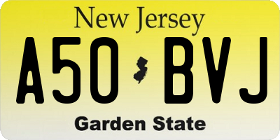 NJ license plate A50BVJ