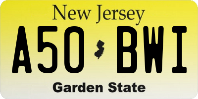 NJ license plate A50BWI