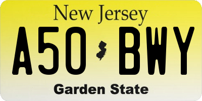 NJ license plate A50BWY