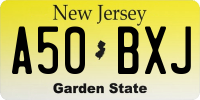 NJ license plate A50BXJ
