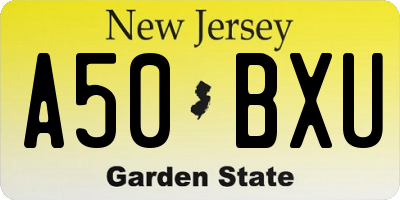 NJ license plate A50BXU