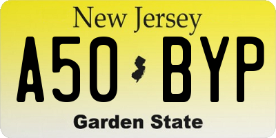 NJ license plate A50BYP