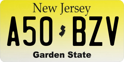 NJ license plate A50BZV