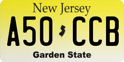 NJ license plate A50CCB