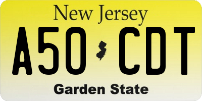 NJ license plate A50CDT