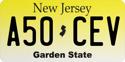 NJ license plate A50CEV