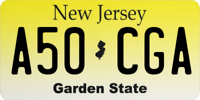 NJ license plate A50CGA