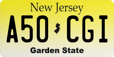 NJ license plate A50CGI
