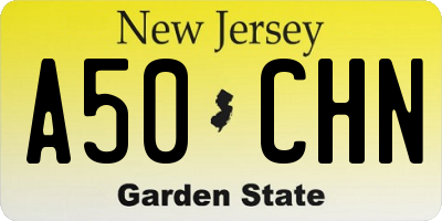 NJ license plate A50CHN