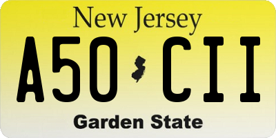 NJ license plate A50CII