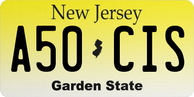 NJ license plate A50CIS