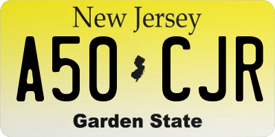 NJ license plate A50CJR