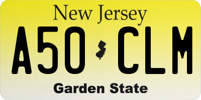 NJ license plate A50CLM