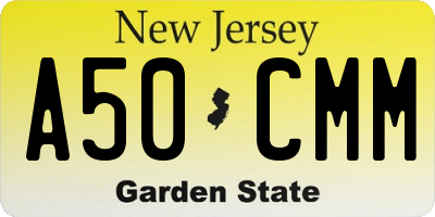 NJ license plate A50CMM