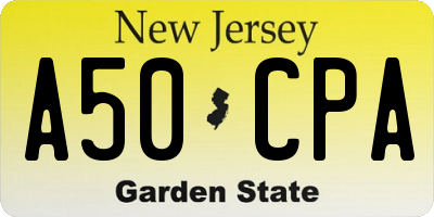 NJ license plate A50CPA