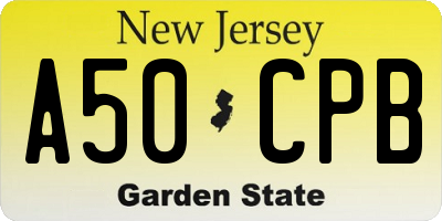 NJ license plate A50CPB