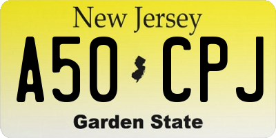 NJ license plate A50CPJ
