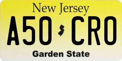 NJ license plate A50CRO