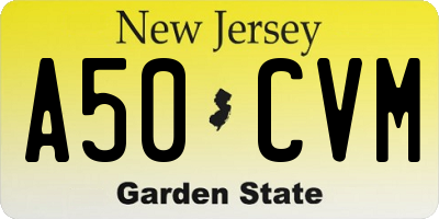 NJ license plate A50CVM