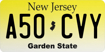 NJ license plate A50CVY