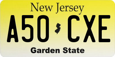 NJ license plate A50CXE