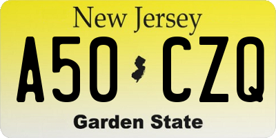 NJ license plate A50CZQ