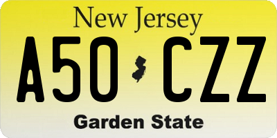 NJ license plate A50CZZ