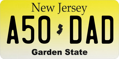 NJ license plate A50DAD