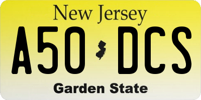 NJ license plate A50DCS