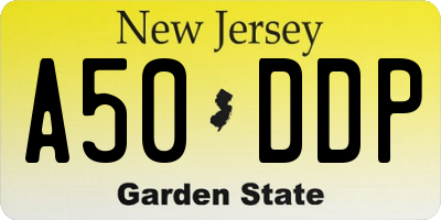 NJ license plate A50DDP