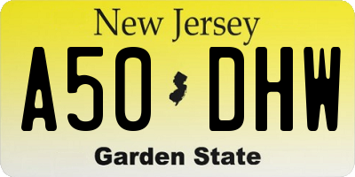 NJ license plate A50DHW