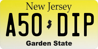 NJ license plate A50DIP
