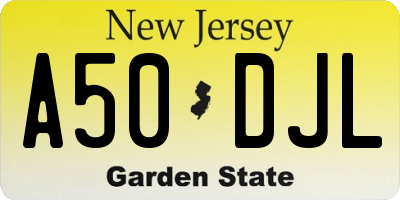 NJ license plate A50DJL