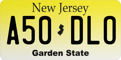 NJ license plate A50DLO