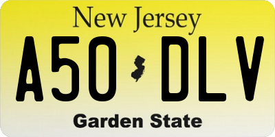 NJ license plate A50DLV