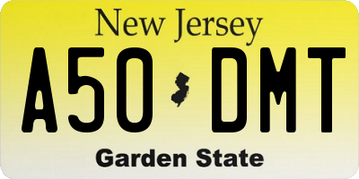 NJ license plate A50DMT