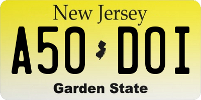 NJ license plate A50DOI