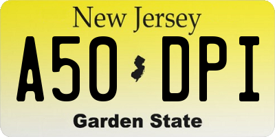 NJ license plate A50DPI