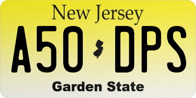 NJ license plate A50DPS