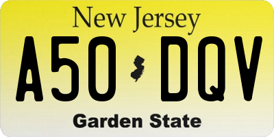 NJ license plate A50DQV